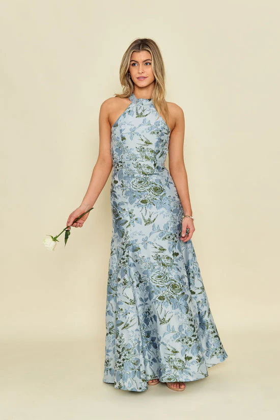 Abby Bodice with Flute Skirt in Garden Flora Jacquard - Image 8