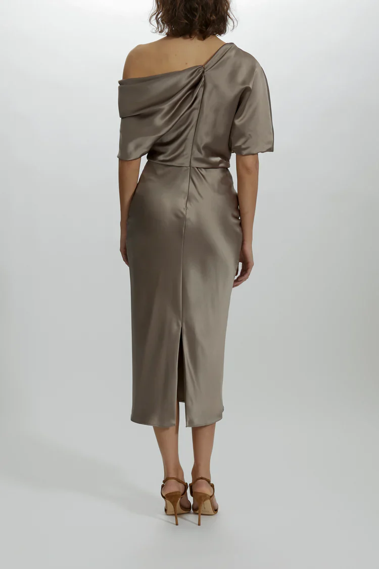 Amsale Bridesmaid Dress P434S - Draped Midi Dress - Image 2