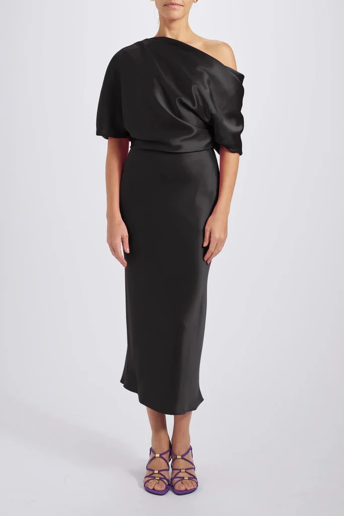 Amsale Bridesmaid Dress P434S - Draped Midi Dress - Image 3