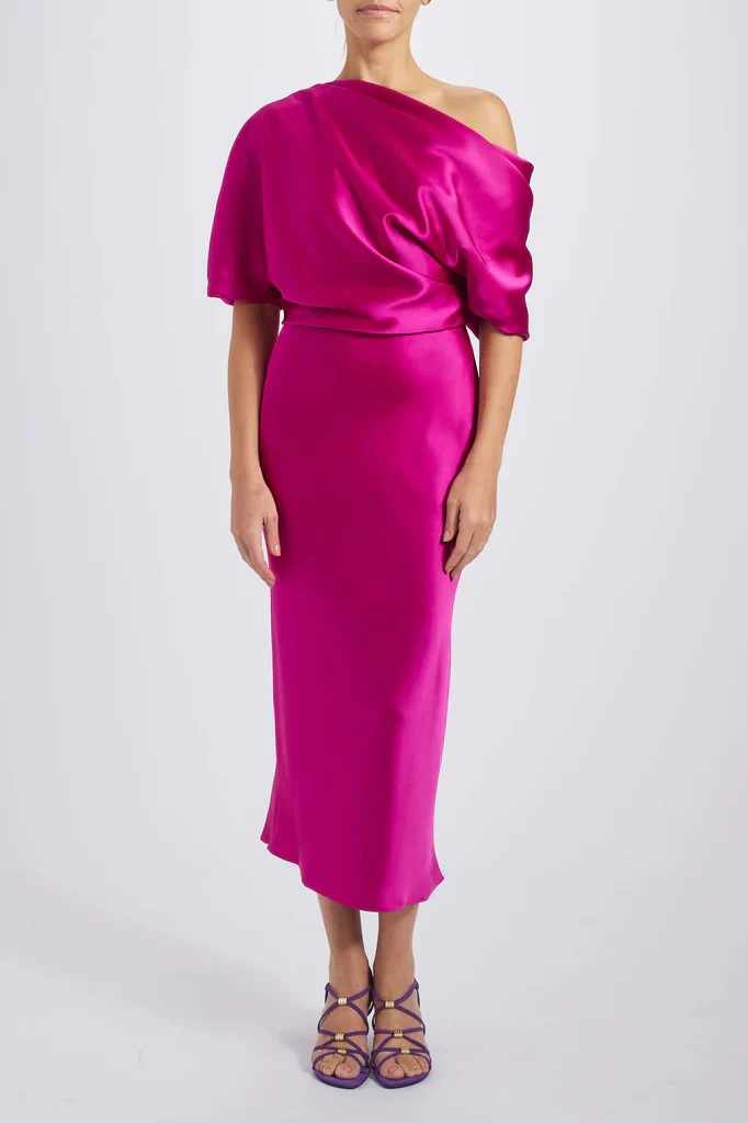 Amsale Bridesmaid Dress P434S - Draped Midi Dress - Image 4