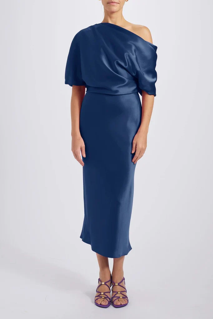 Amsale Bridesmaid Dress P434S - Draped Midi Dress - Image 5