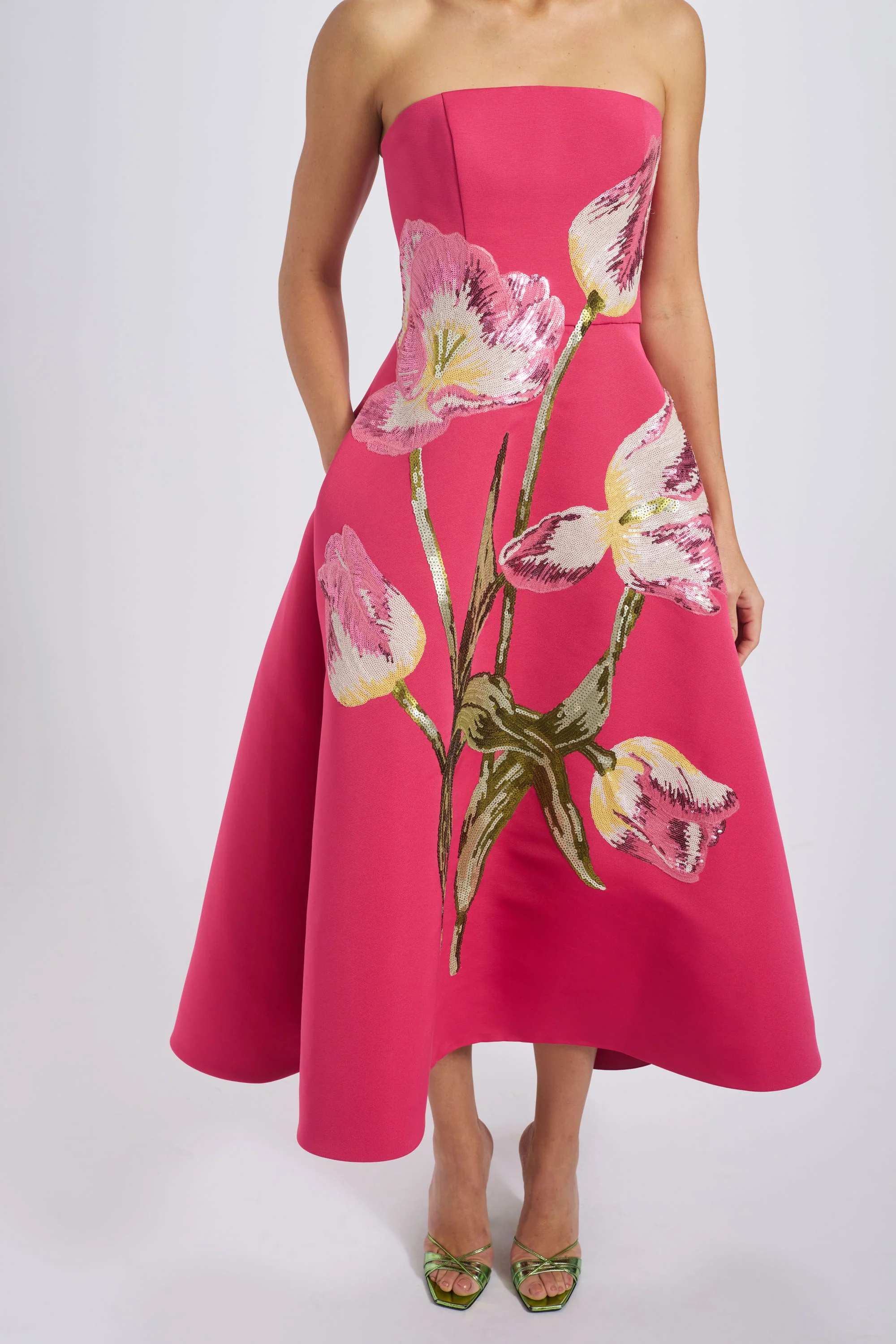 Amsale Evening Sequin Applique Midi Dress P820A in Lilac - Image 5