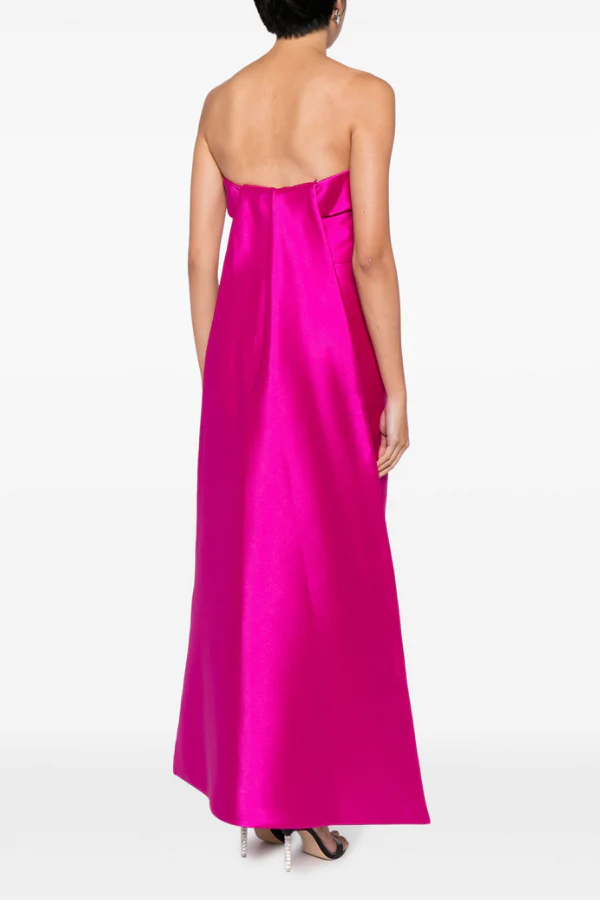 Amsale Evening Tea Length Dress with Watteau P623 - Image 3