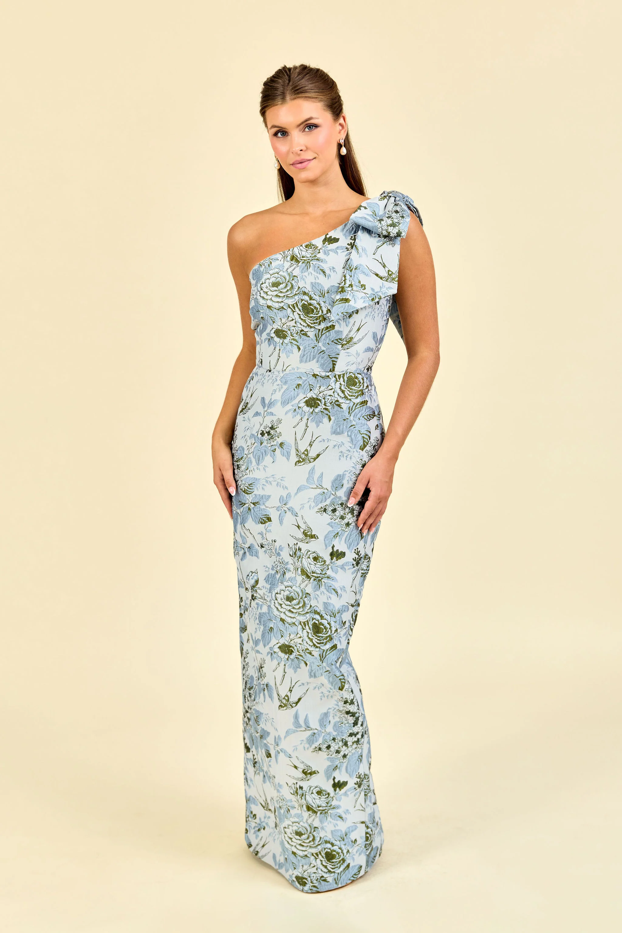 Atwood Bodice with Straight Skirt in Garden Flora Jacquard