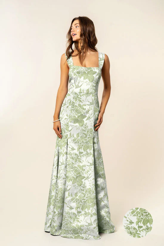 Beckett Bodice with Flute Skirt in Garden Flora Jacquard - Image 4