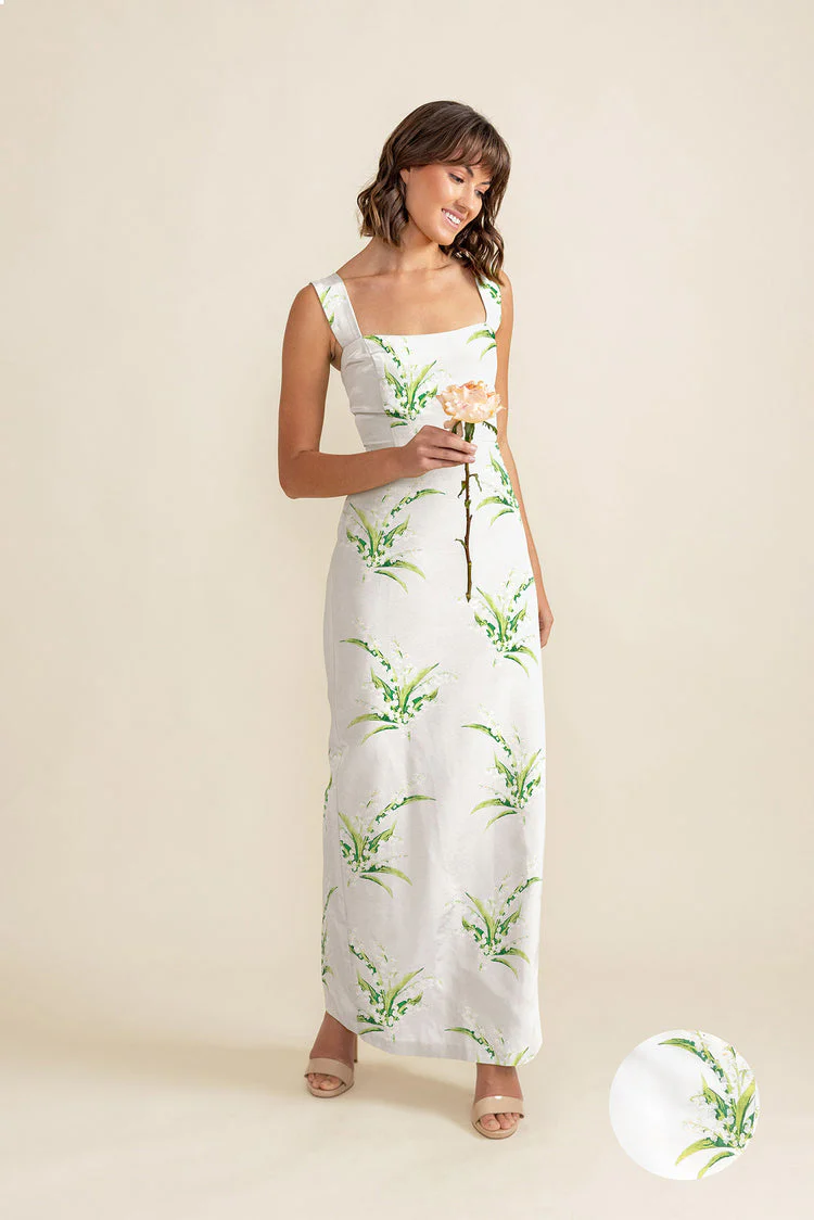 Beckett Bodice with Straight Skirt in Lily of the Valley Jacquard - Image 3