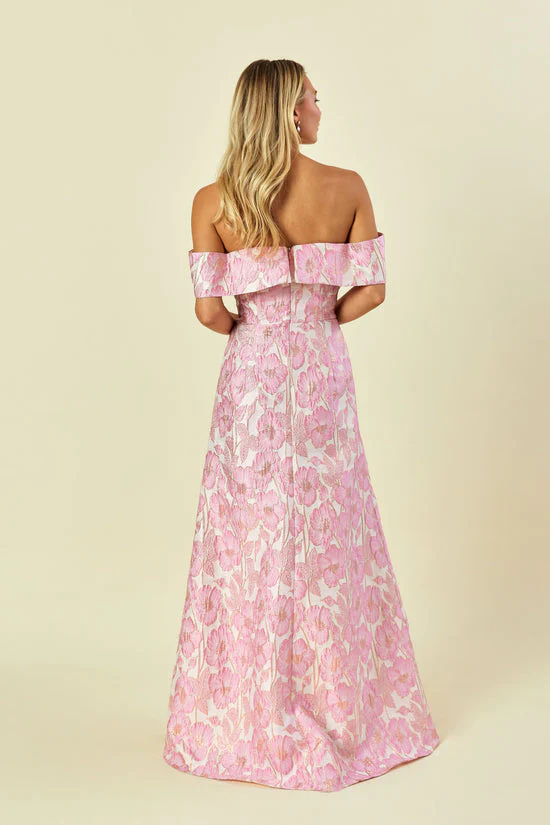 Christy Bodice with Flute Skirt in Metallic Floral Jacquard - Image 3