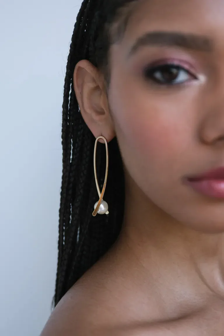 Danna Gold and Pearl Statement Earring - Image 2