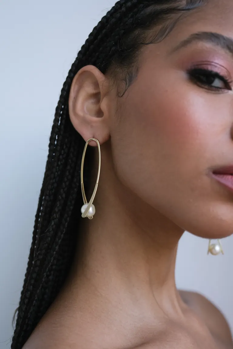 Danna Gold and Pearl Statement Earring - Image 3