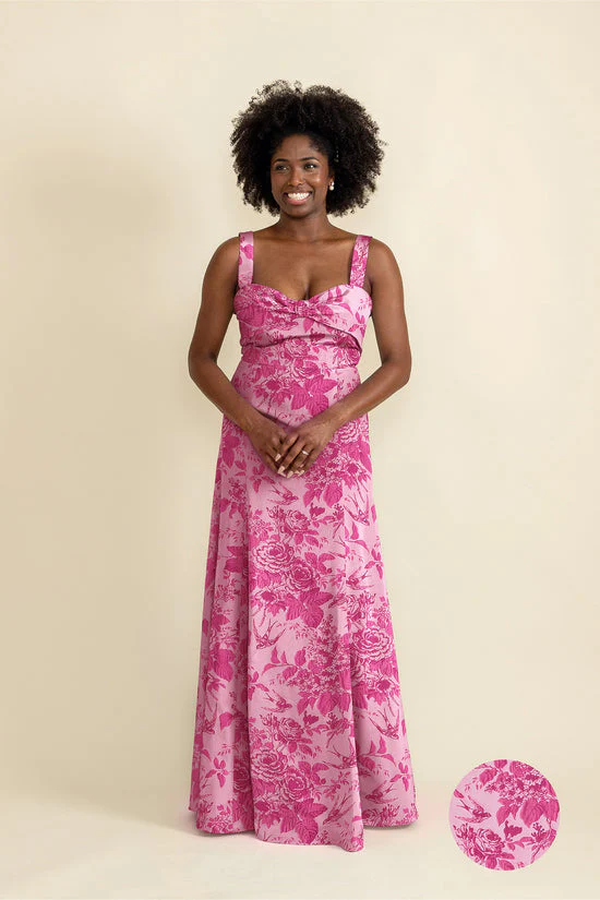 Grace Bodice with Flute Skirt in Garden Flora Jacquard - Image 2