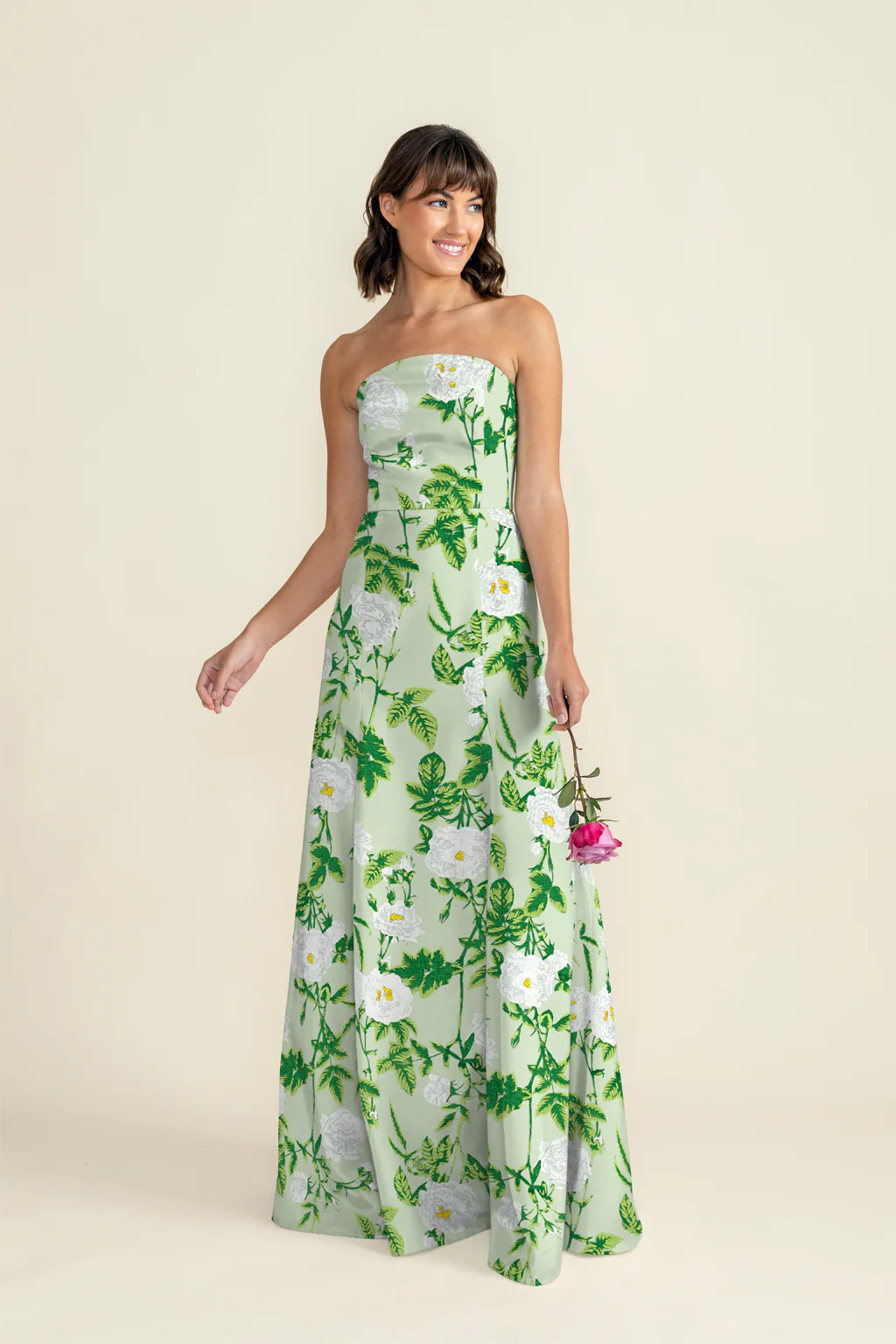 Hannah Bodice with Trumpet Skirt in Camellia Jacquard - Image 3