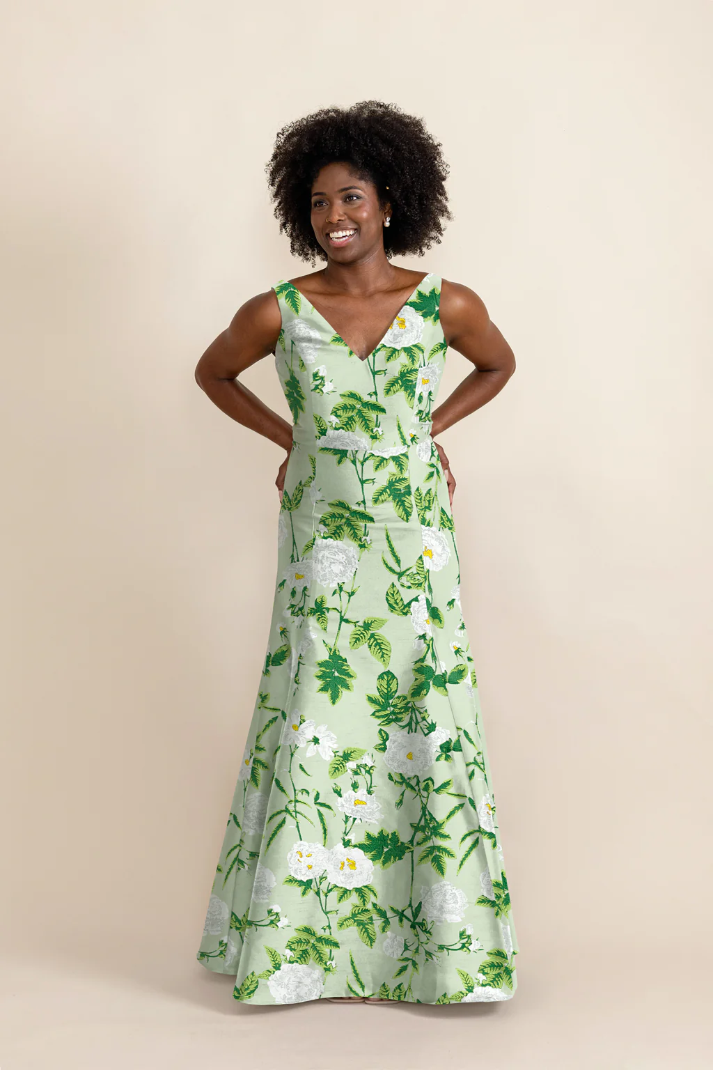Harper Bodice with Trumpet Skirt in Camellia Jacquard - Image 2