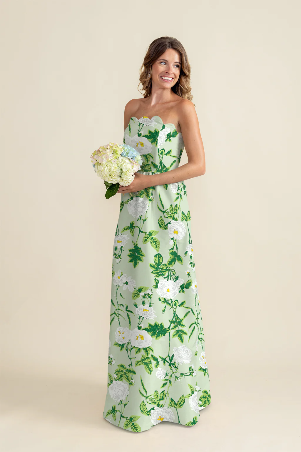 Hayes Bodice with Gathered Skirt Floor in Camellia Jacquard