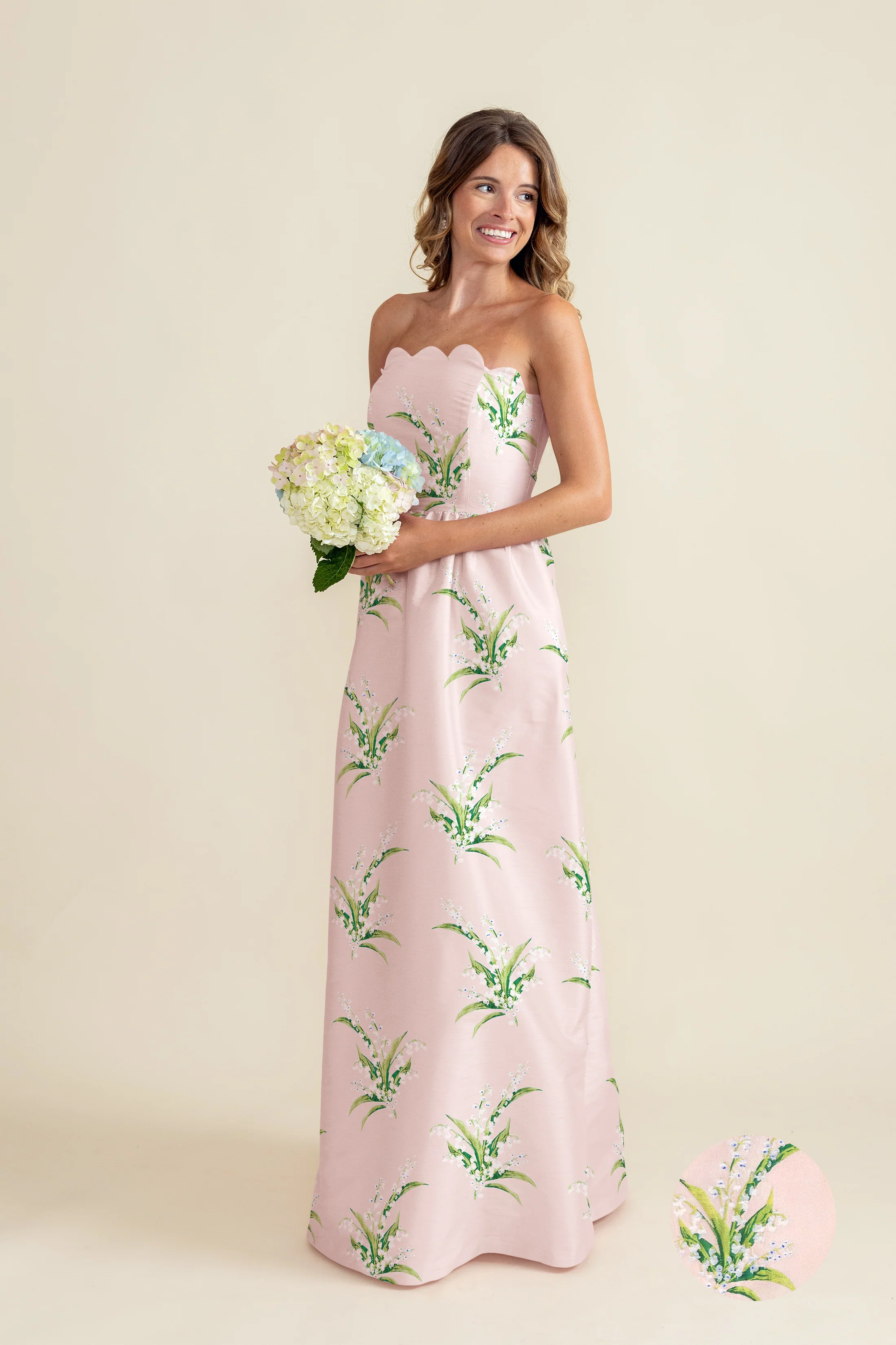 Hayes Bodice with Gathered Skirt in Lily of the Valley Jacquard