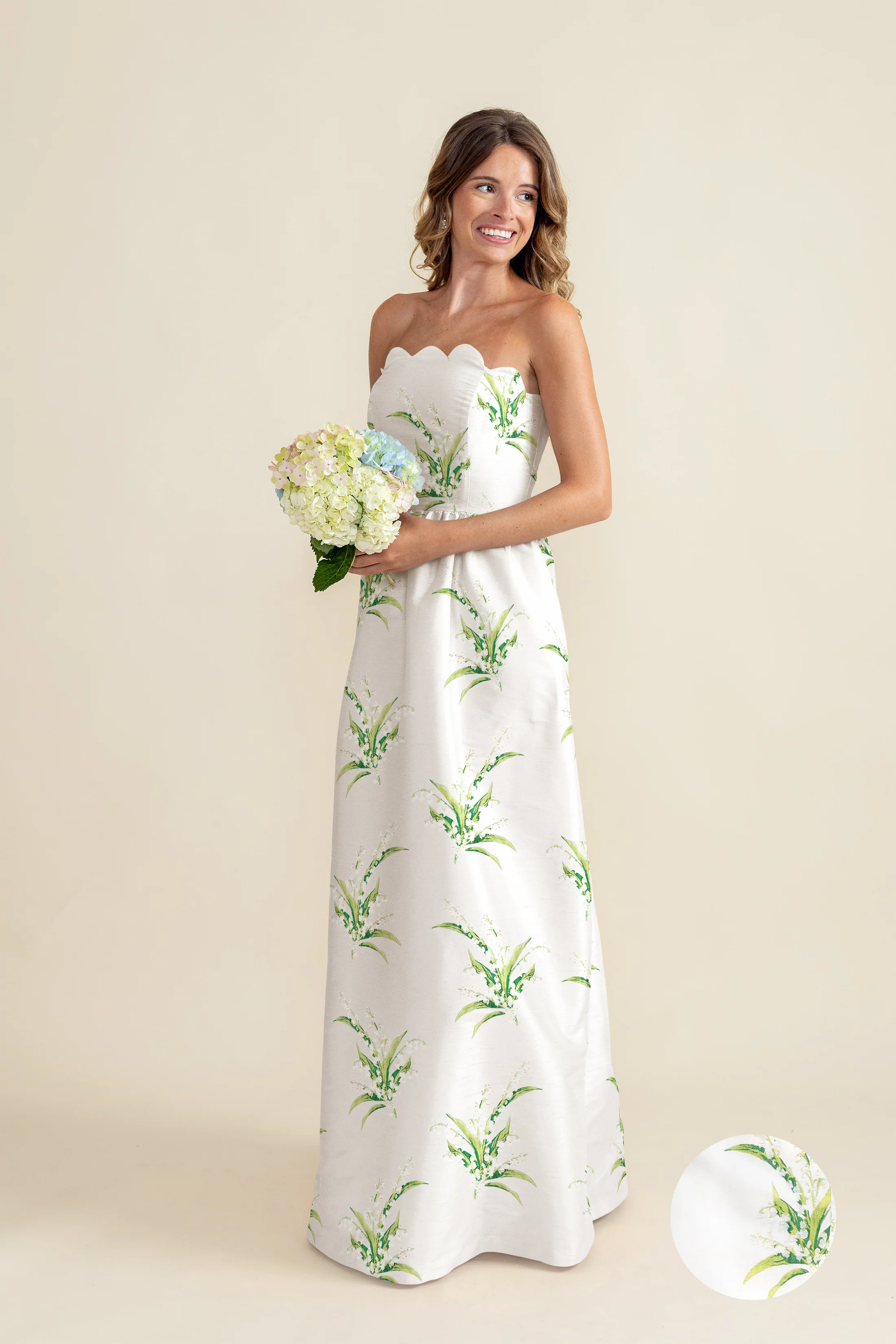 Hayes Bodice with Gathered Skirt in Lily of the Valley Jacquard - Image 2