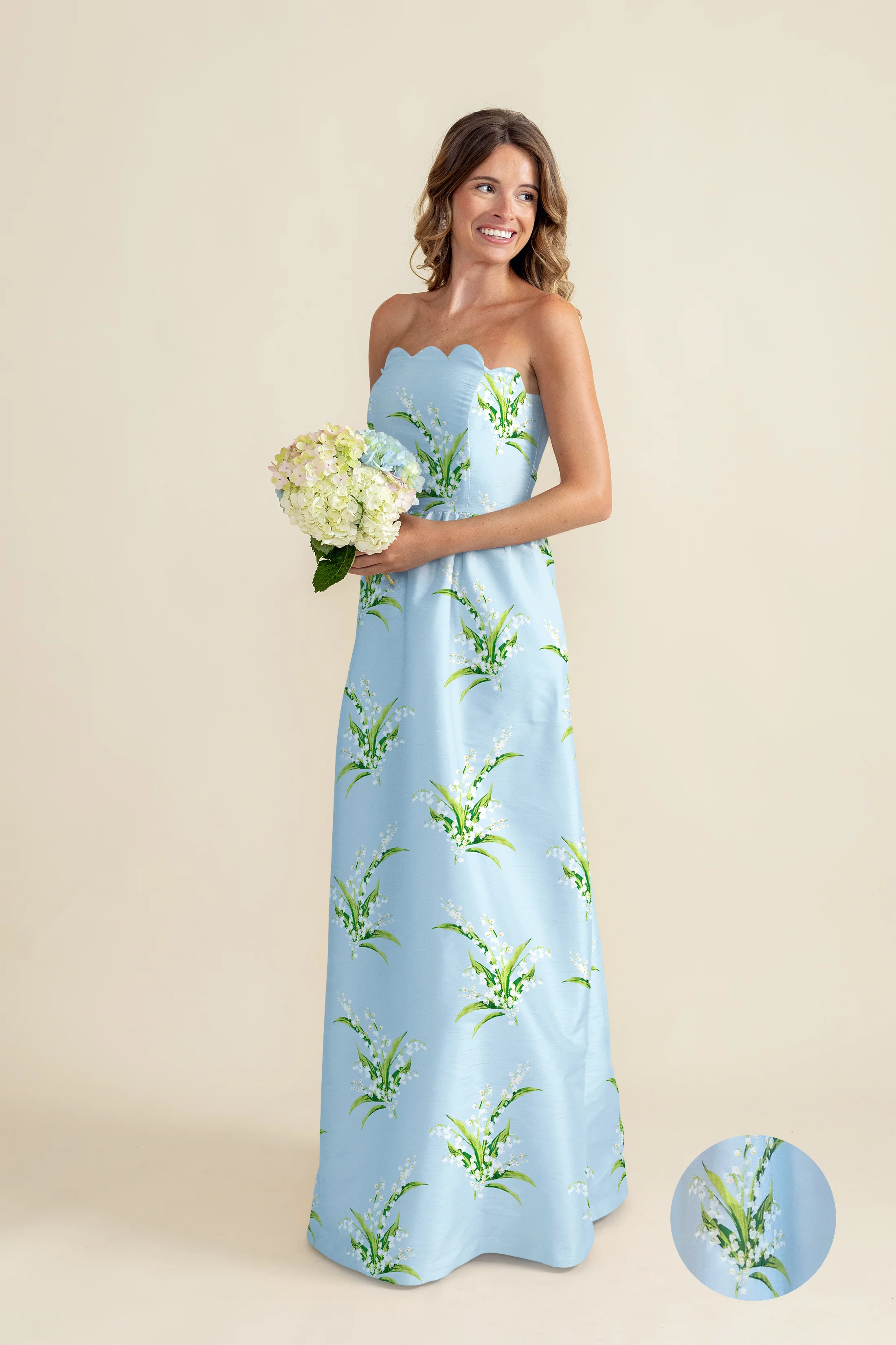 Hayes Bodice with Gathered Skirt in Lily of the Valley Jacquard - Image 3