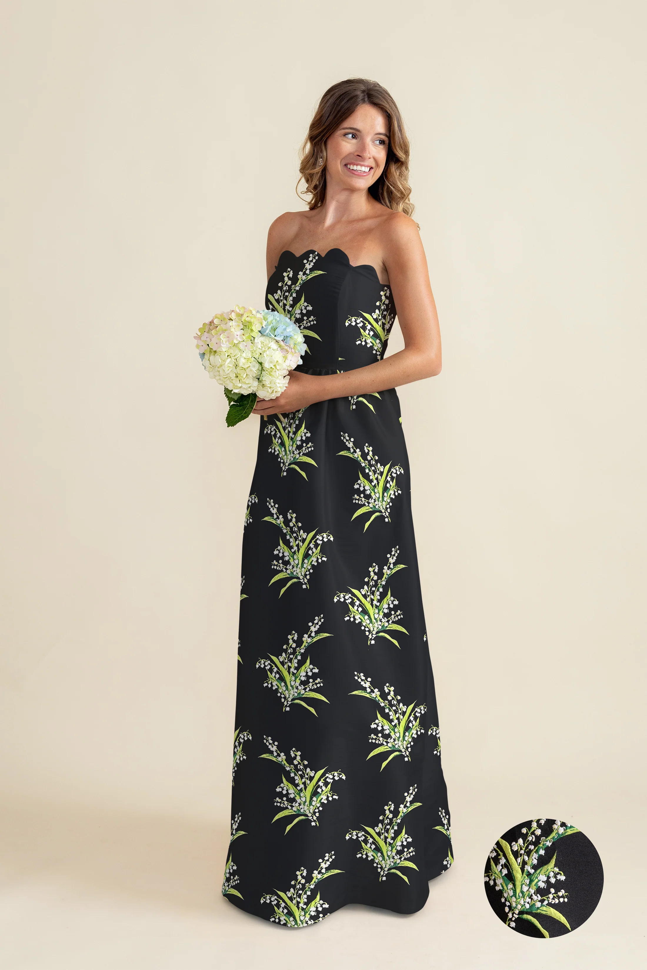 Hayes Bodice with Gathered Skirt in Lily of the Valley Jacquard - Image 4