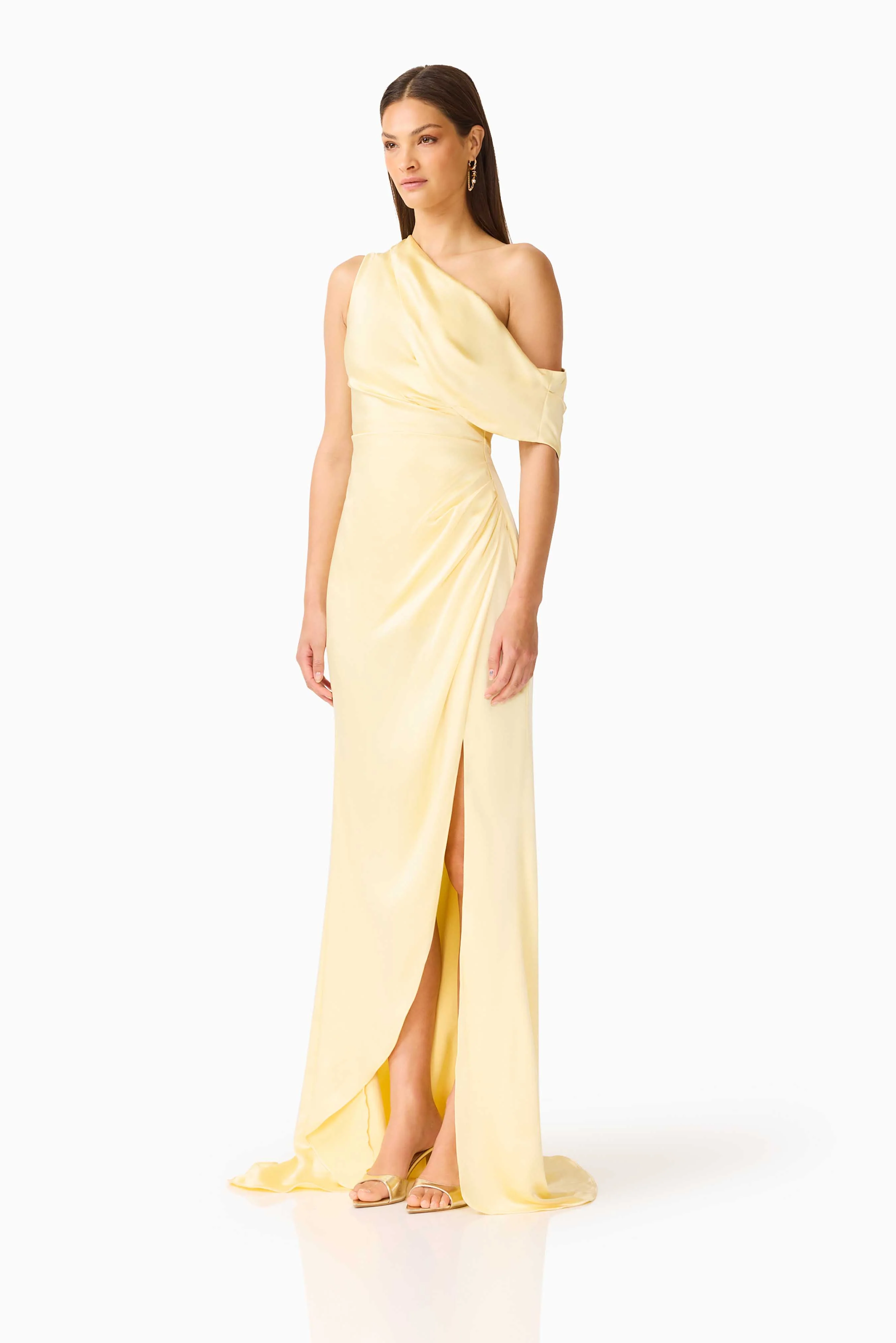 Isadora One Shoulder Gown in Butter Yellow - Image 5