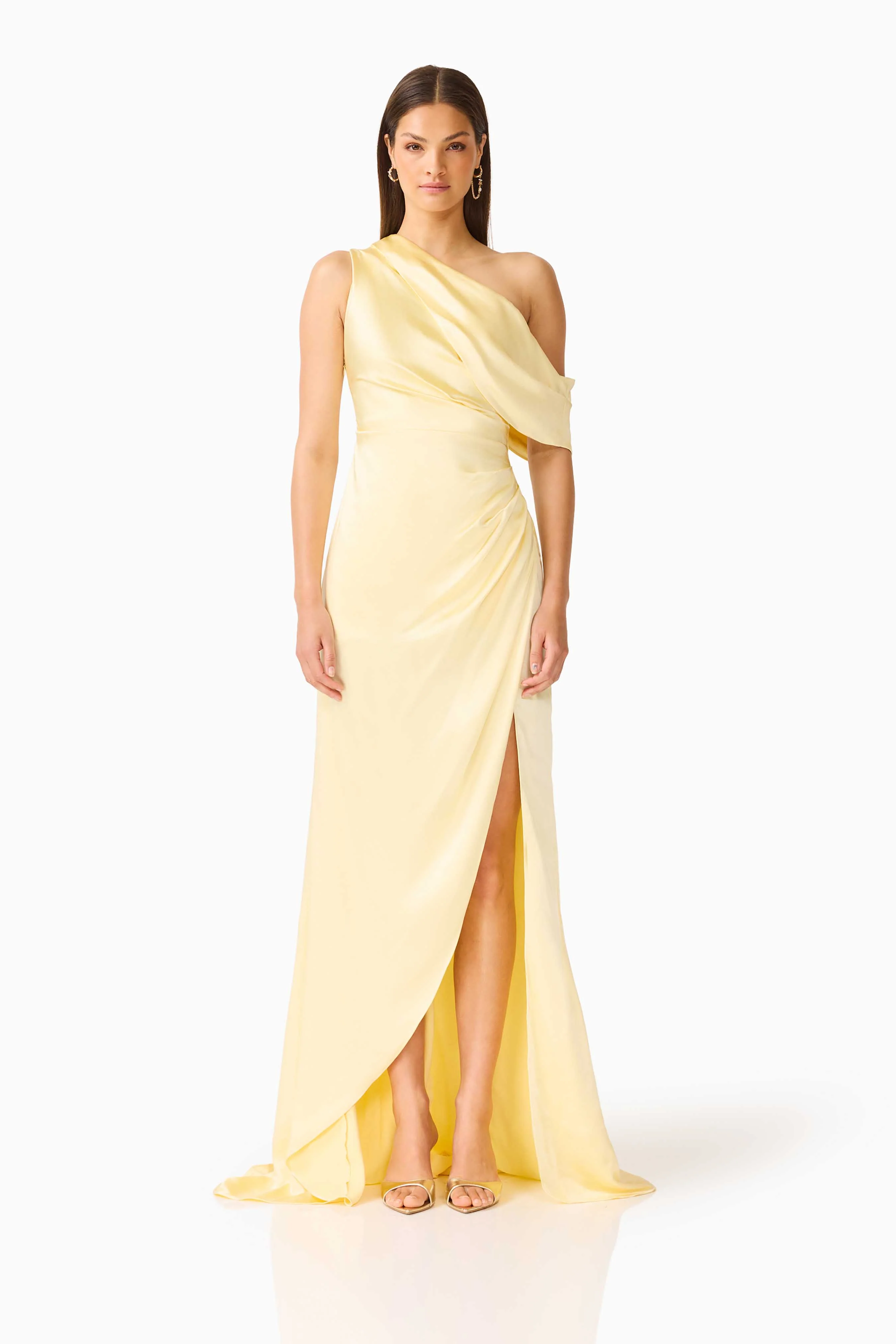 Isadora One Shoulder Gown in Butter Yellow - Image 6