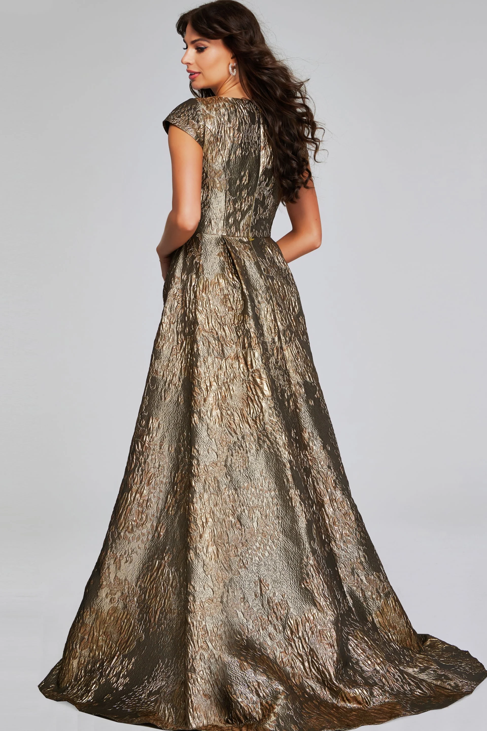 Jovani Cap-Sleeve Gown with Square Neckline 40295 - Image 3