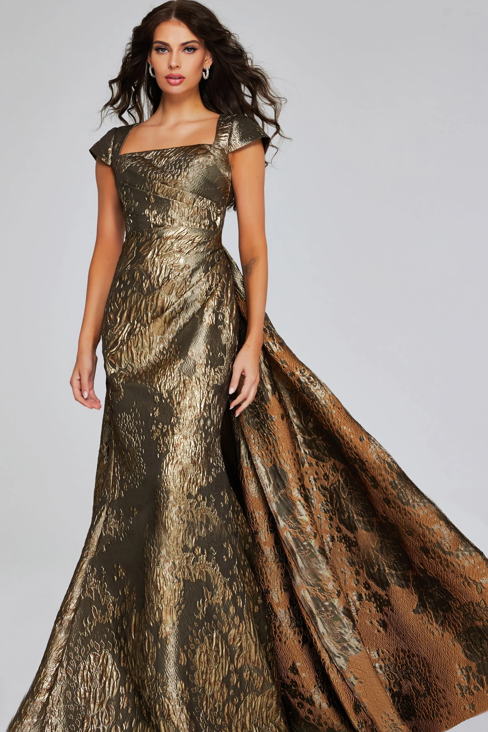 Jovani Cap-Sleeve Gown with Square Neckline 40295 - Image 4