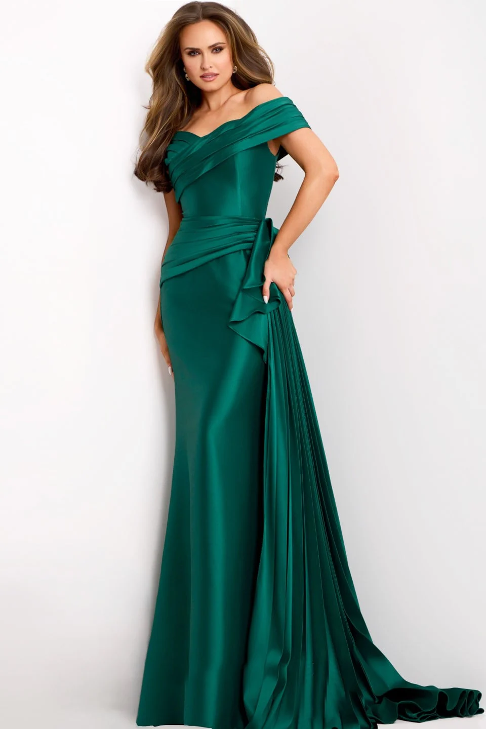 Jovani Elegant Off-the-Shoulder Gown with Draped Detail 44524 - Image 4