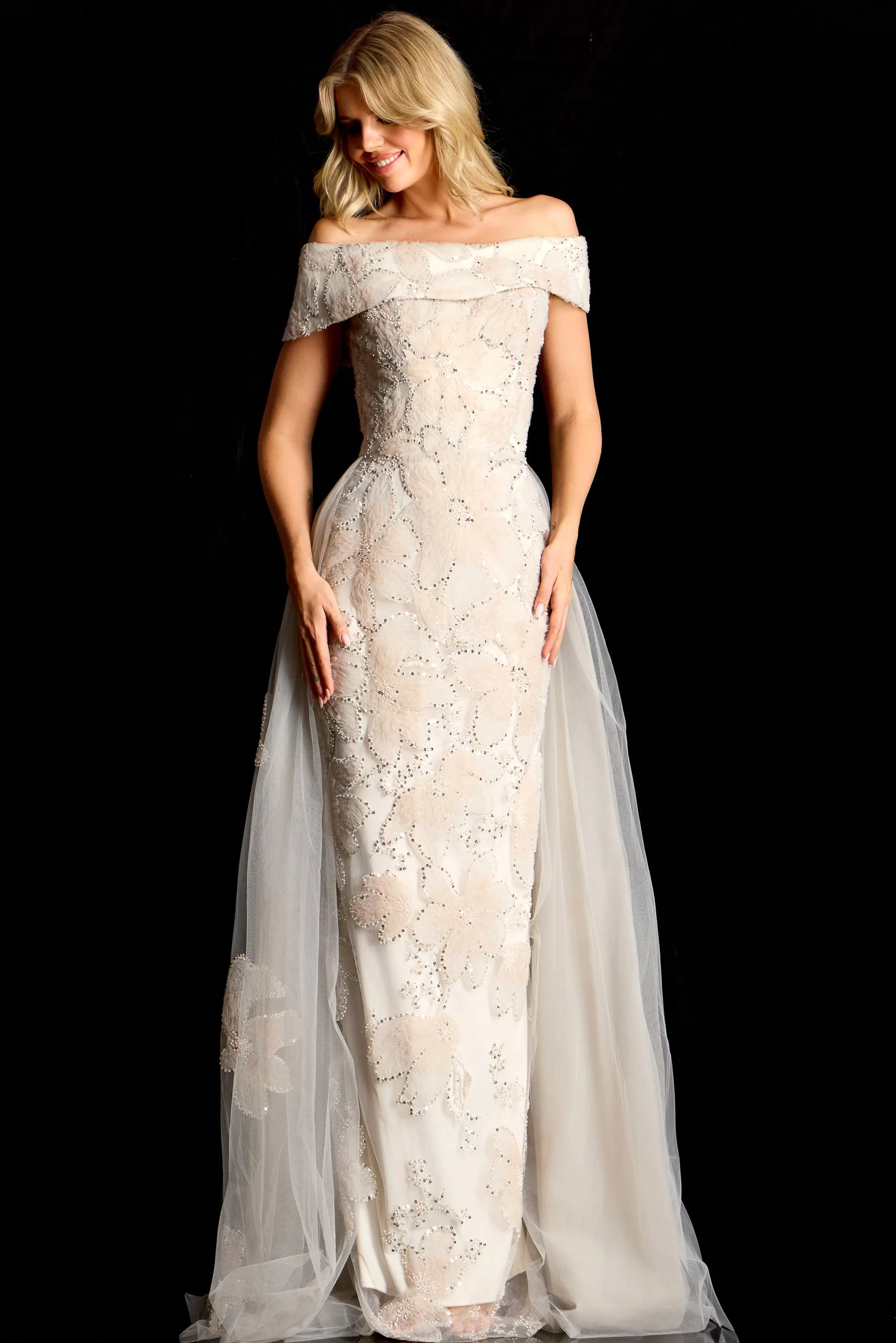 Jovani Embellished Gown With Sheer Overskirt 46034