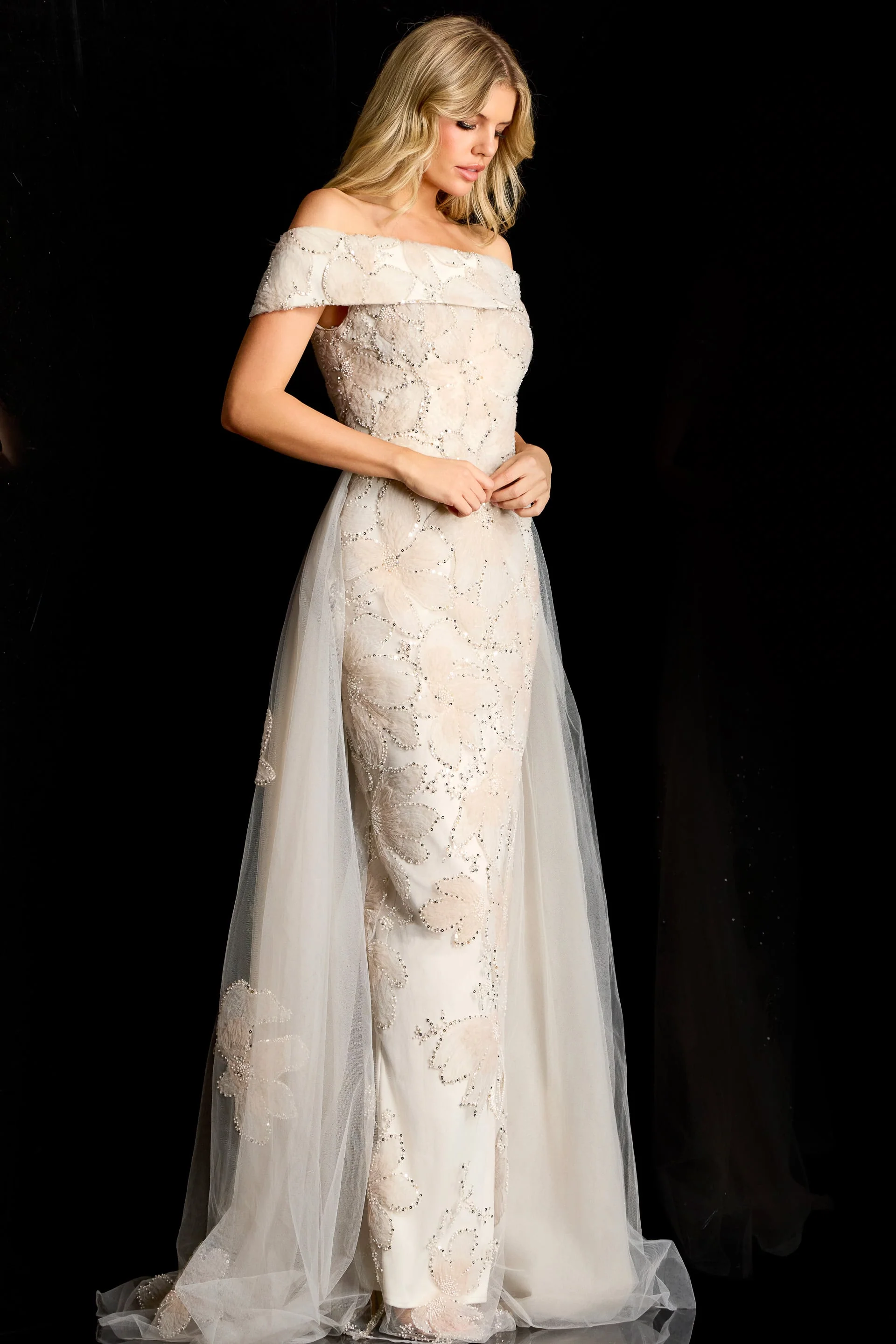 Jovani Embellished Gown With Sheer Overskirt 46034 - Image 3