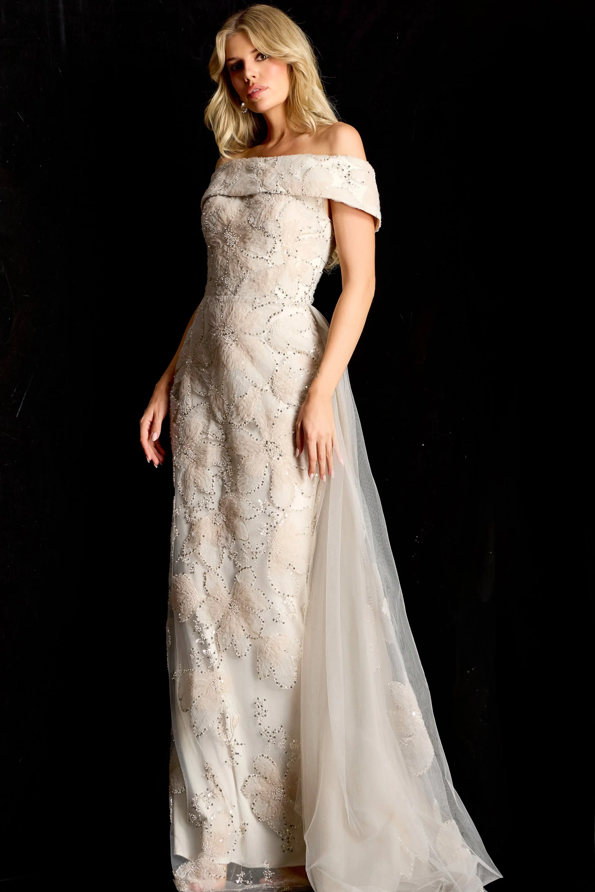 Jovani Embellished Gown With Sheer Overskirt 46034 - Image 4