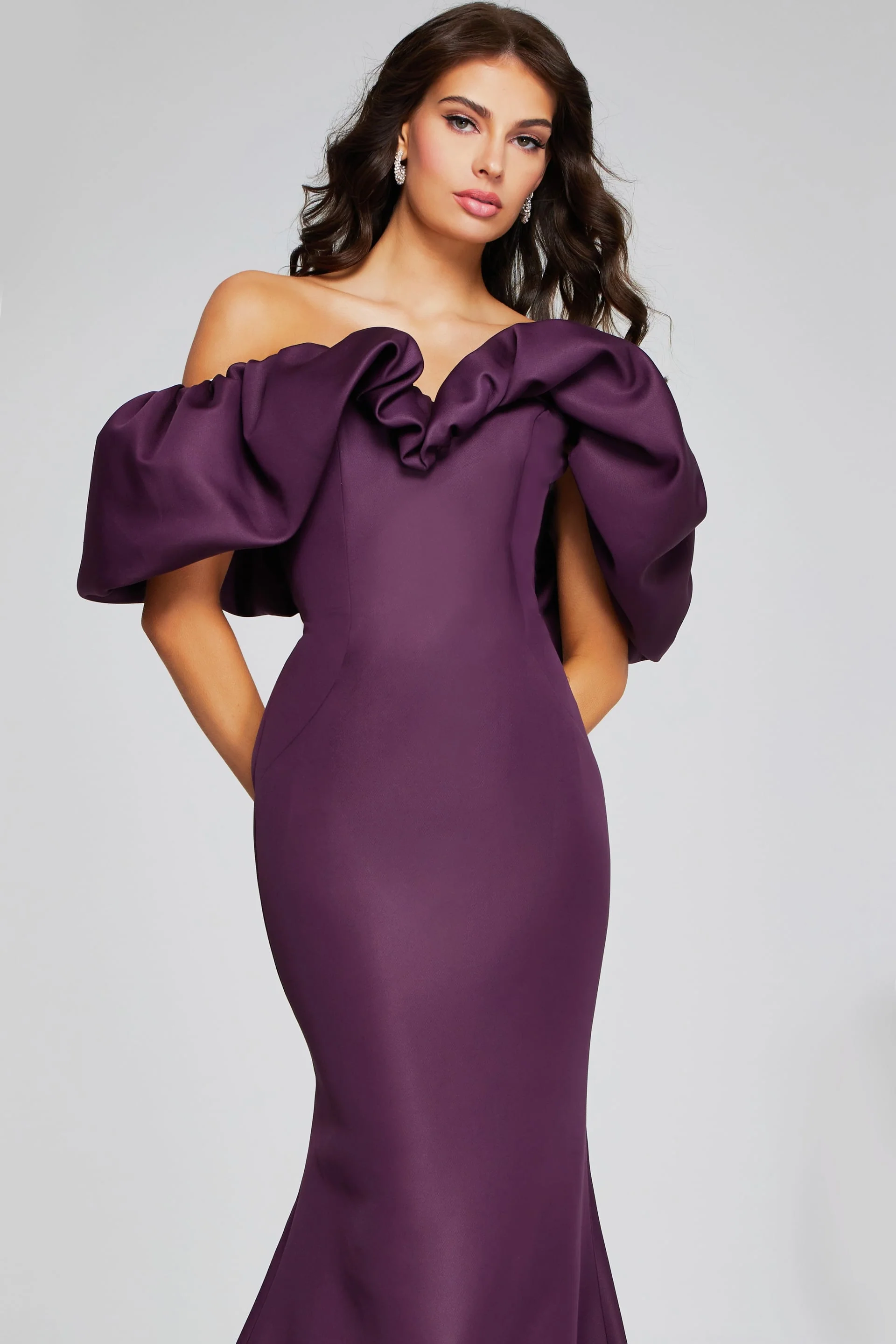 Jovani Evening Off-Shoulder Gown with Dramatic Ruffled Sleeves 40596 - Image 6