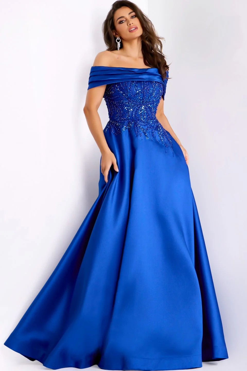 Jovani Off-the-Shoulder A-Line Gown with Embellished Bodice 44308 - Image 4