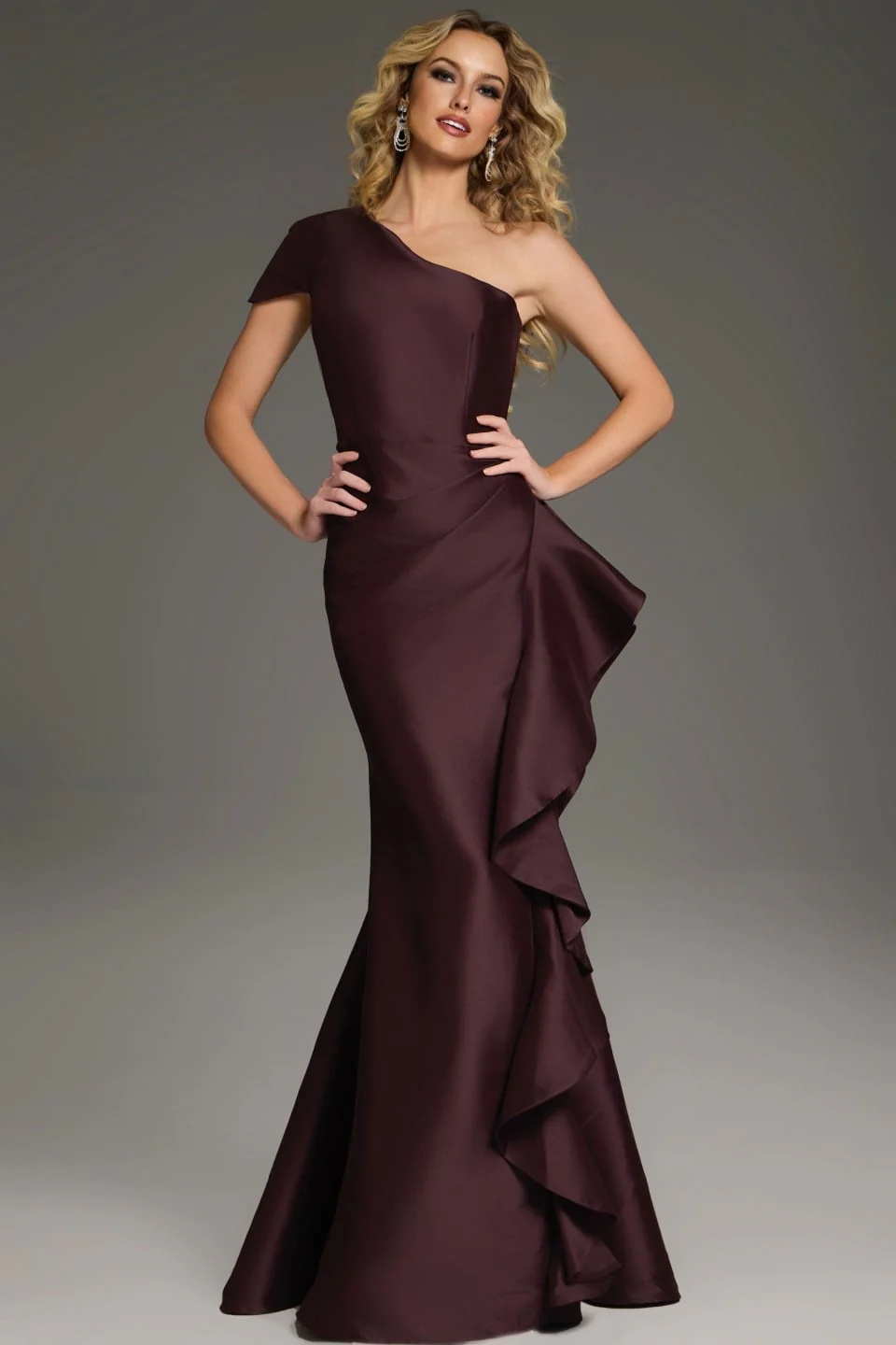 Jovani One-Shoulder Gown with Cascading Ruffle Detail 43126 - Image 5