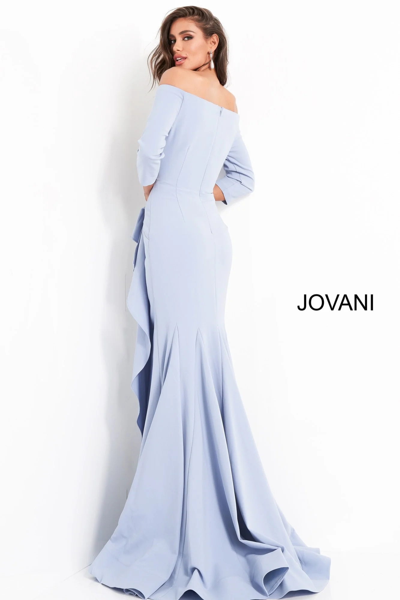 Jovani Sheath Off the Shoulder Evening Dress 00446 - Image 3