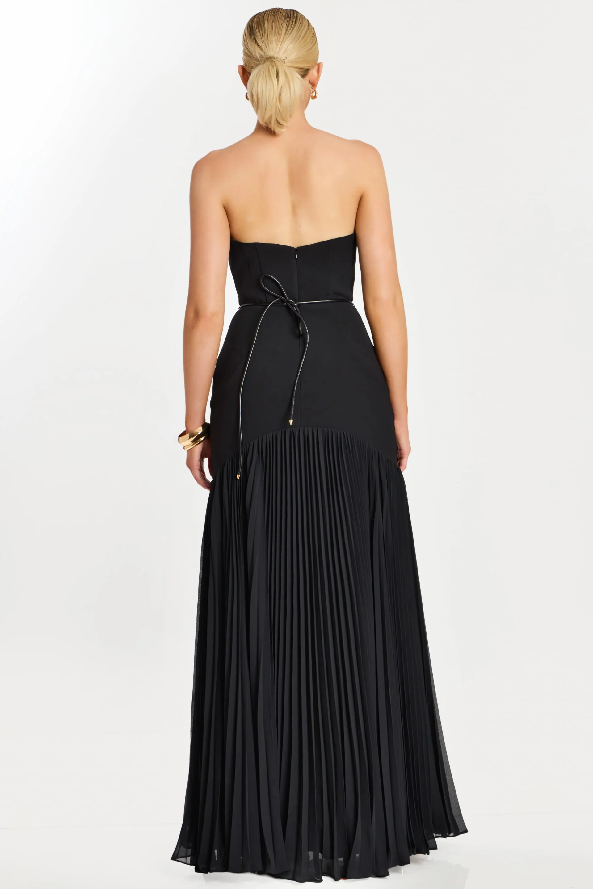 Jovani Strapless Black Gown With Gold Floral Waist Detail 47000 - Image 5