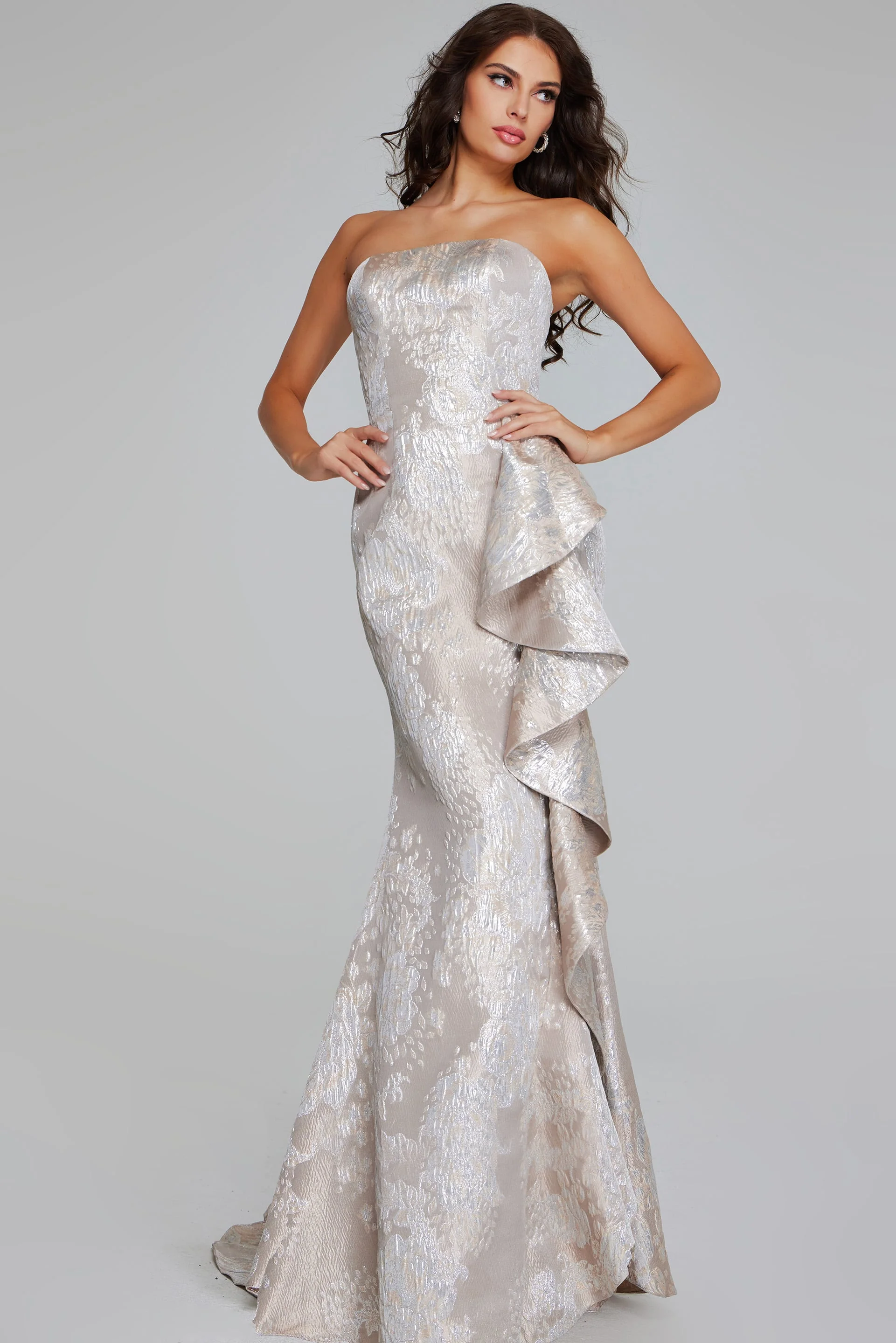 Jovani Strapless Gown with Cascading Ruffle 42028 - Image 4