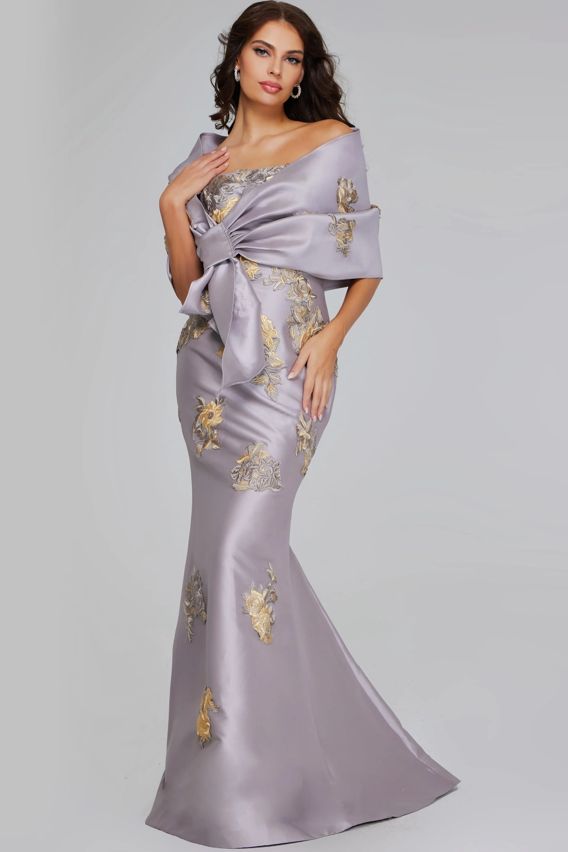 Jovani Strapless Gown with Floral Embellishments 39261 - Image 2