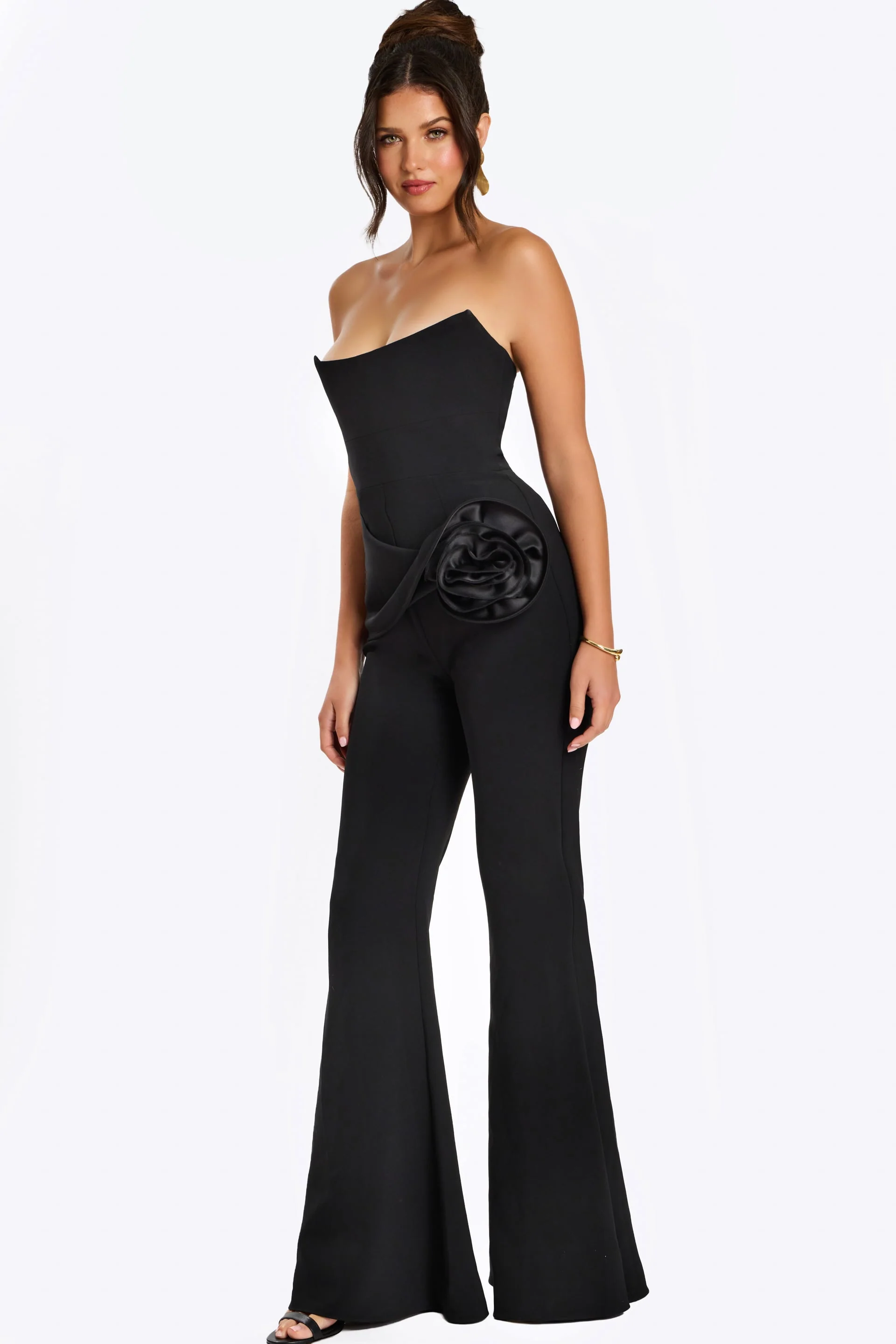 Jovani Strapless Jumpsuit with Rosette Waist 48209 - Image 4