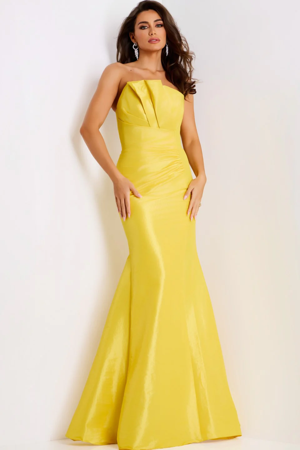 Jovani Strapless Satin Mermaid Gown with Pleated Bodice 46673 - Image 2