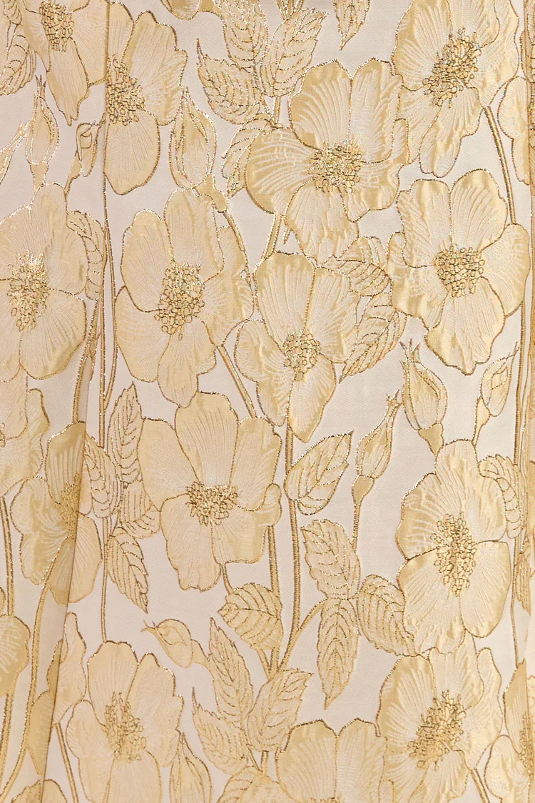 Julie Bodice with Flute Skirt in Metallic Floral Jacquard - Image 4