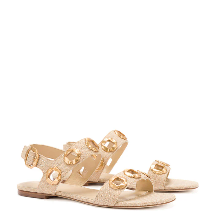 Milan Flat Sandal In Beige Raffia - Image 2
