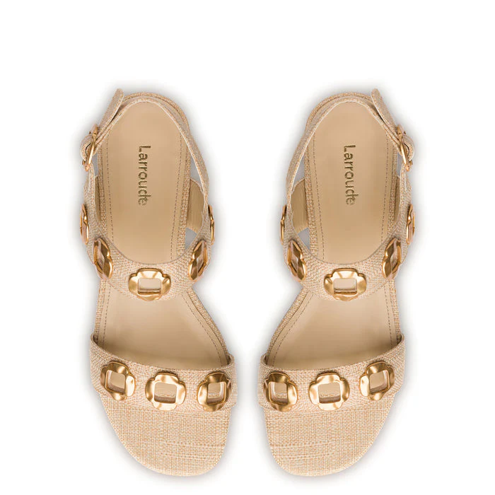 Milan Flat Sandal In Beige Raffia - Image 3