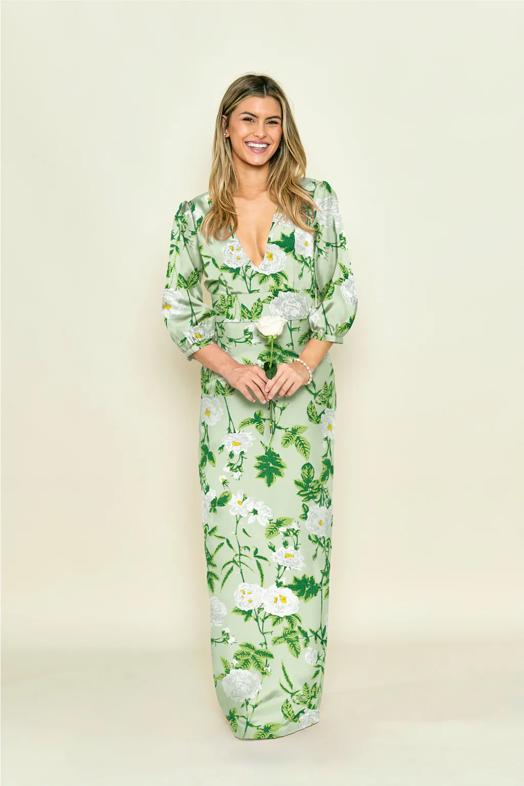Lola Bodice with Straight Skirt in Camellia Jacquard - Image 2