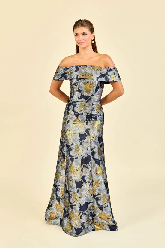LulaKate Christy Evening Dress in Midnight Shimmer Floral
