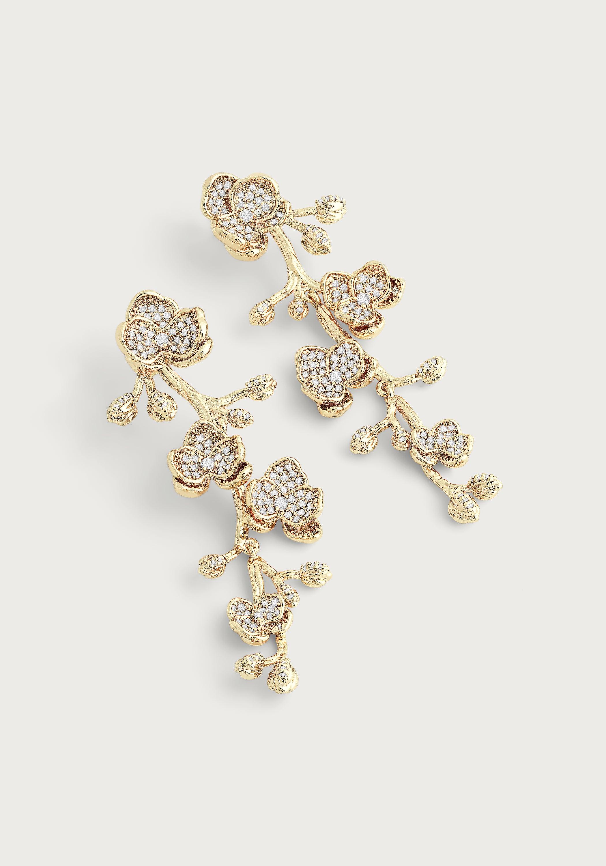 Orchid Pavé Clear White Dangle Earrings - Image 2