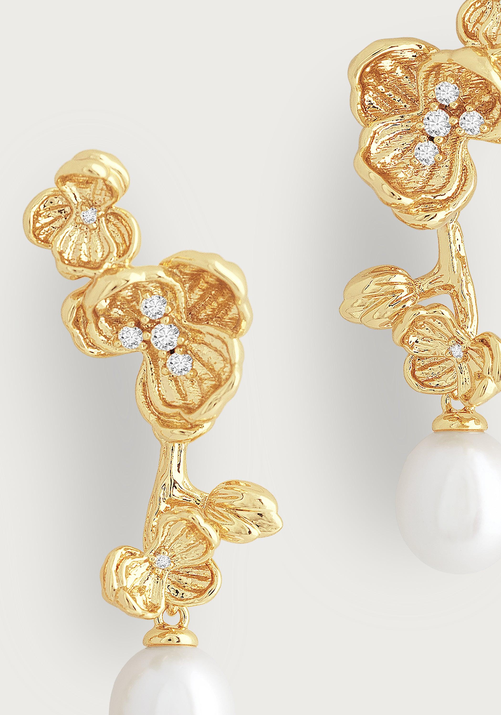 Orchid With Pearl Drop Earrings - Image 3