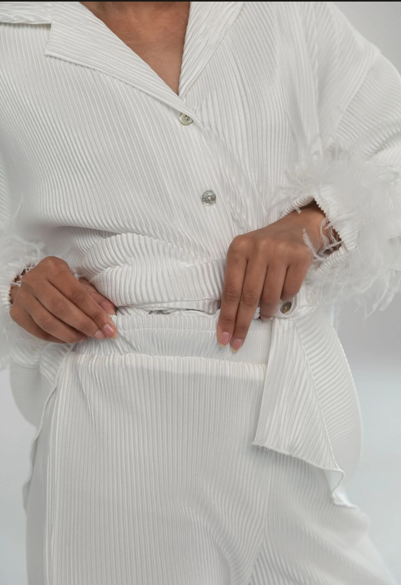 Waverles Pleated Pant Bridal Set in Dove - Image 8