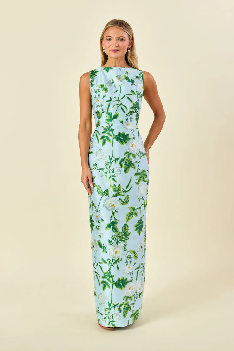 Sabrina Bodice with Straight Skirt in Camellia Jacquard