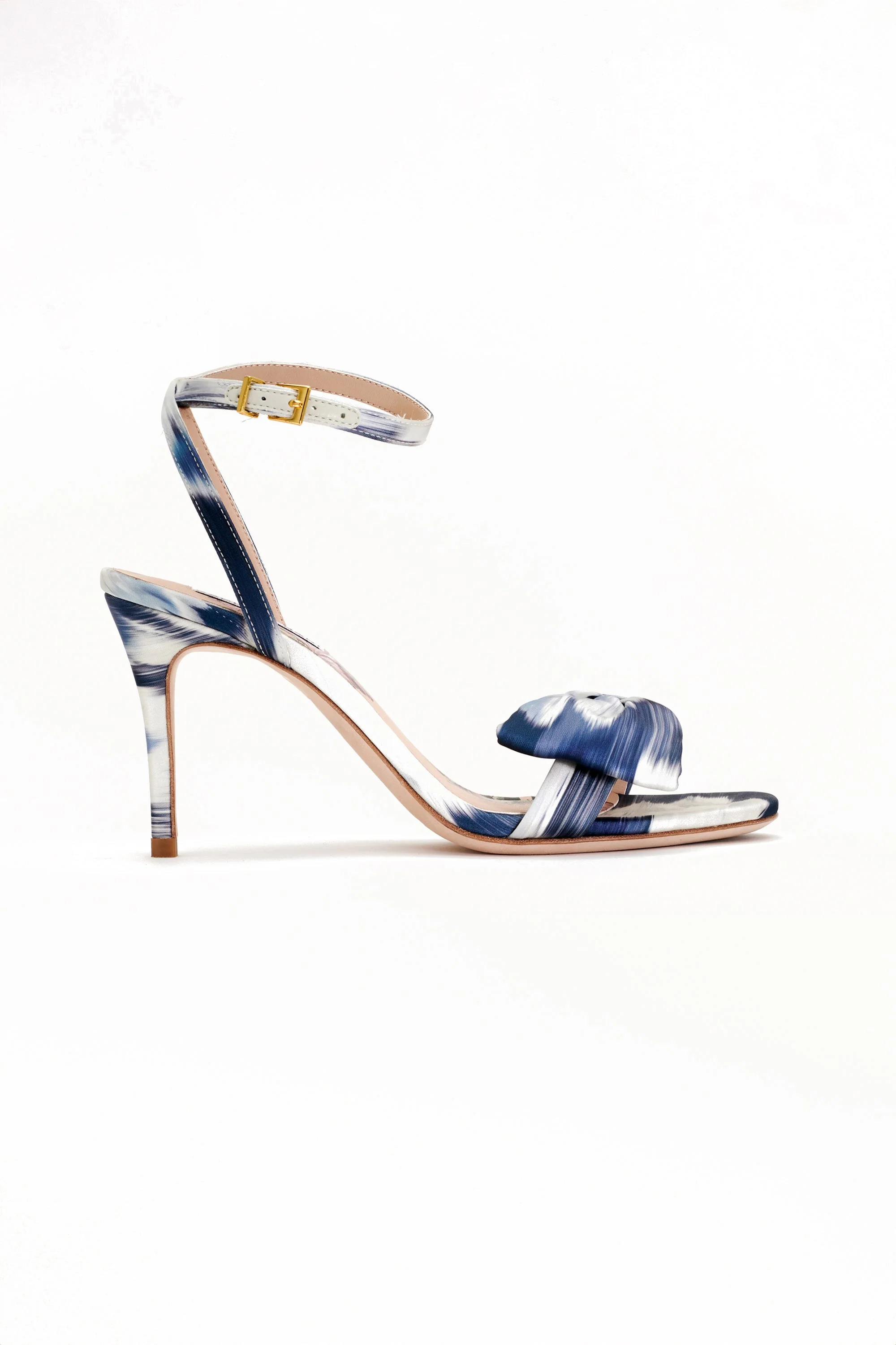 Sachin & Babi Chelsea Heel Obi-Bow Open Toe in Blue Ikat Floral - Image 3