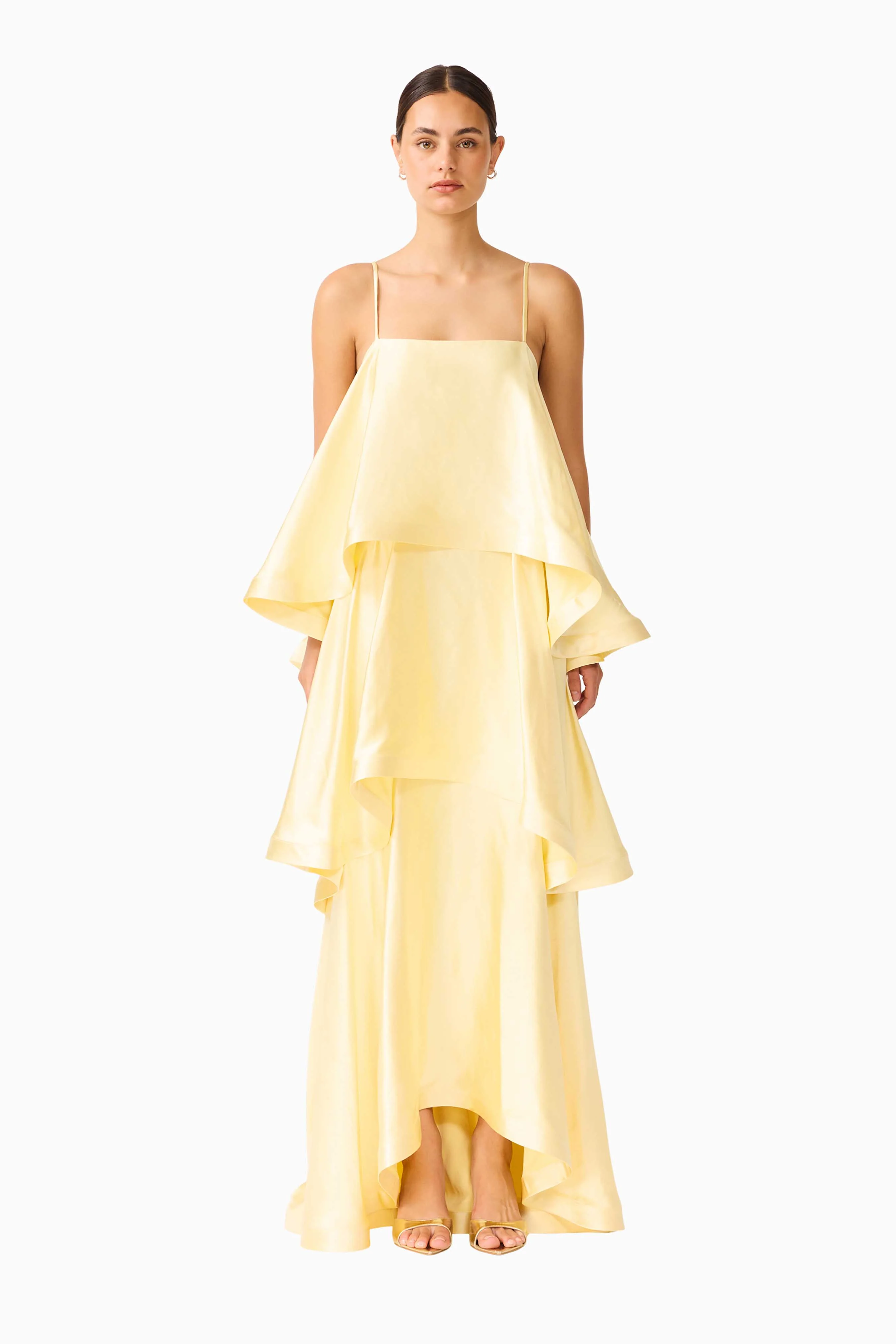 Tilly Tiered Maxi Dress in Butter Yellow - Image 3