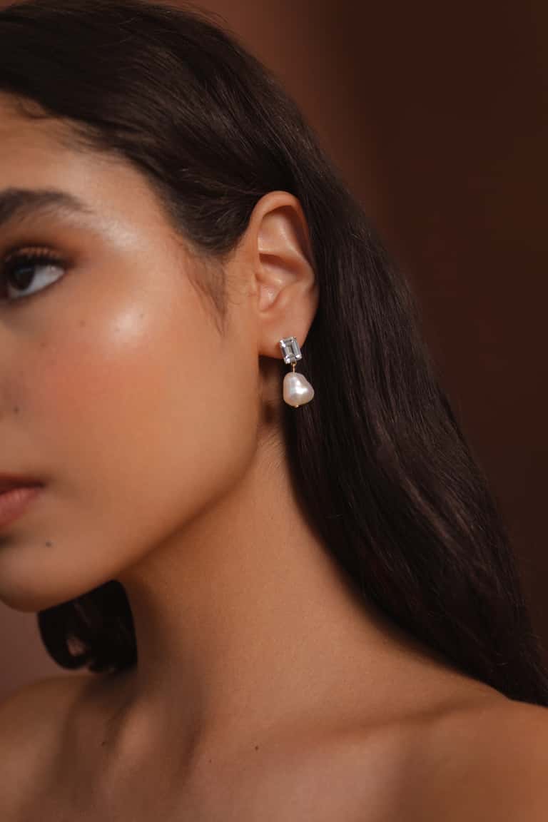 Vivian CZ + Pearl Drop Earring - Image 3